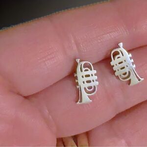Brass Line: Stainless Steel Trumpet-Inspired Minimalist Post Earrings
